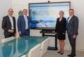 Landrat Hans-Jürgen Petrauschke, Kreismitarbeiterin Sylvie Jacoby, IT-Dezernent Harald Vieten und Kreissprecher Benjamin Josephs