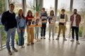 Schulleiter Tobias Petruschkat, Hanna Vollberg, Katharina Schöning, Fenja Boellaard, Elia Böhm, Selina Haciyüzbasioglu, Deniz Gül und Medienscout Tobias Bauer