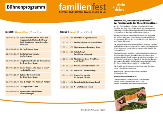 Programmübersicht Familienfest Rhein-Kreis Neuss