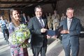 Landrat Hans-Jürgen Petrauschke mit Professor Dr. Franziskus Freiherr von Heereman und dessen Ehefrau Elisabeth.