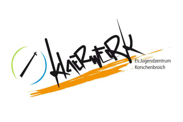 Logo der Jugendeinrichtung Klärwerk, Schriftzug "Klärwerk, evangelisches Jugendzentrum Korschenbroich"