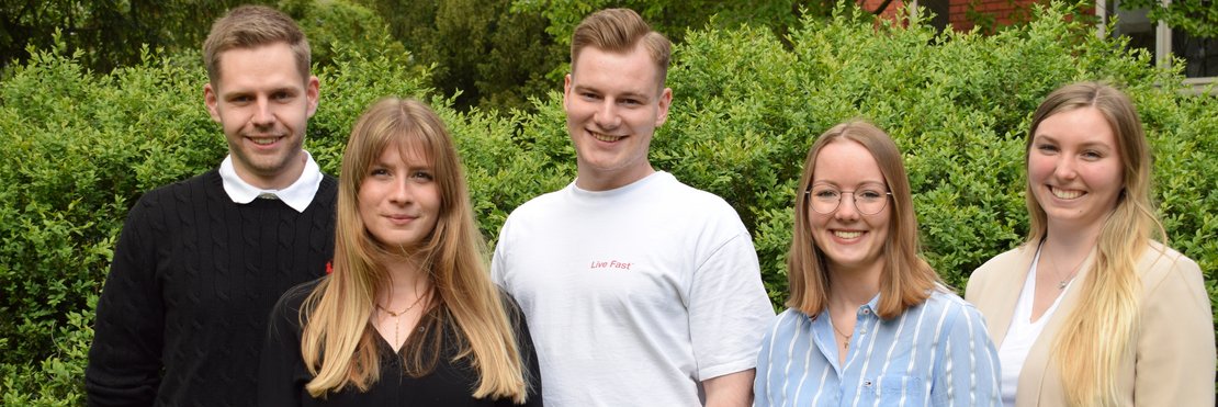 Die Jugendauszubildendenvertretung des Rhein-Kreises Neuss; von links nach rechts:  Björn Schlechtriem, Katharina Baum, Jannik Jatzkowski, Alica Hammelstein, Jana Brekow