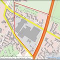 Kartenausschnitt vom ehemaligen Eternitgelände in Neuss mit den Bereichen Berghäuschensweg 71 bis 75 und 119 sowie Kölner Straße 1, 46 bis 50, 100 und 25 bis 75. Der Berghäuschensweg 28 bis 92 liegt nicht im betroffenen Bereich. © Bezirksregierung Köln / Geobasis NRW