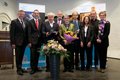 Landrat Hans-Jürgen Petrauschke und Volker Meierhöfer bei der Preisverleihung in Zons – unter anderen mit den Preisträgern Jörg Schüttauf, Martin Sailer, Ursula Werdenberg, Josef Maria Schäfers und Päivi Stalder.