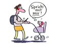 Frau mit Kinderwagen und Smartphone