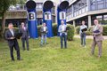 Landrat Hans-Jürgen Petrauschke, Edelbert Jansen, Heinz-Josef Becker, Mathias Daffertshofer, Timo Willeke und Harald Vieten am BTI in Neuss