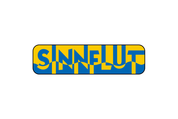 Logo Schriftzug "Sinnflut" in blau gelb