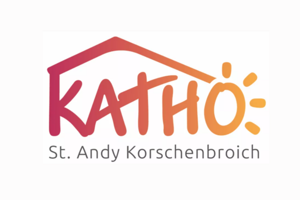 Logo der Jugendeinrichtung "Katho St. Andy", schwarzer Schriftzug "Katho St. Andy" vor gelb-orangen Grund