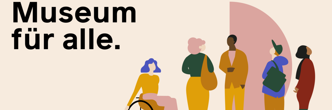 Werbung für Internationalen Museumstag mit stilisierten Museumsbesuchern