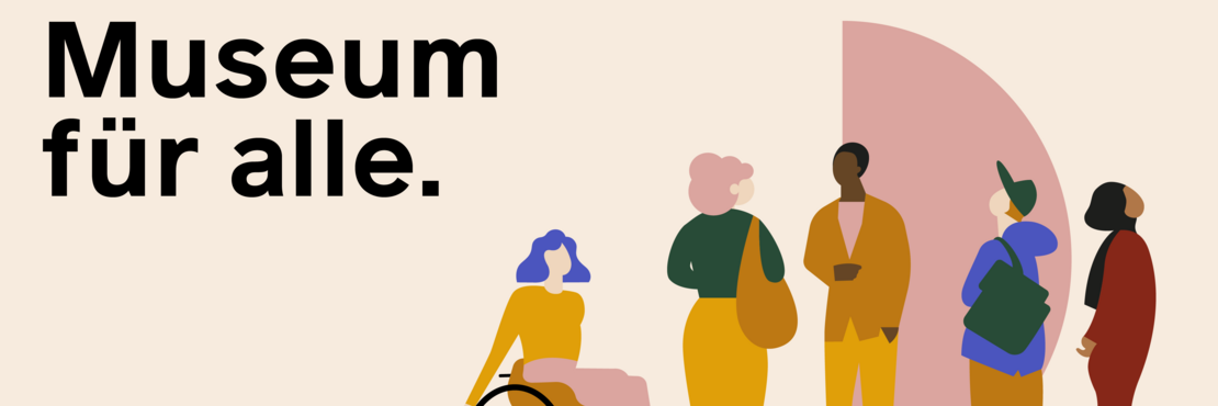 Werbung für Internationalen Museumstag mit stilisierten Museumsbesuchern