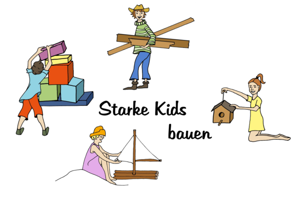 dekorativ, Grafik zu "starke Kids bauen"