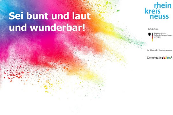 Logo: Demokratie leben! - Sei bunt und laut und wunderbar!